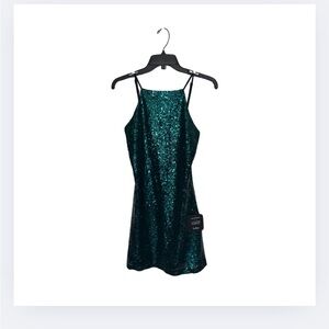Lulu's Green Sequin Party Dress